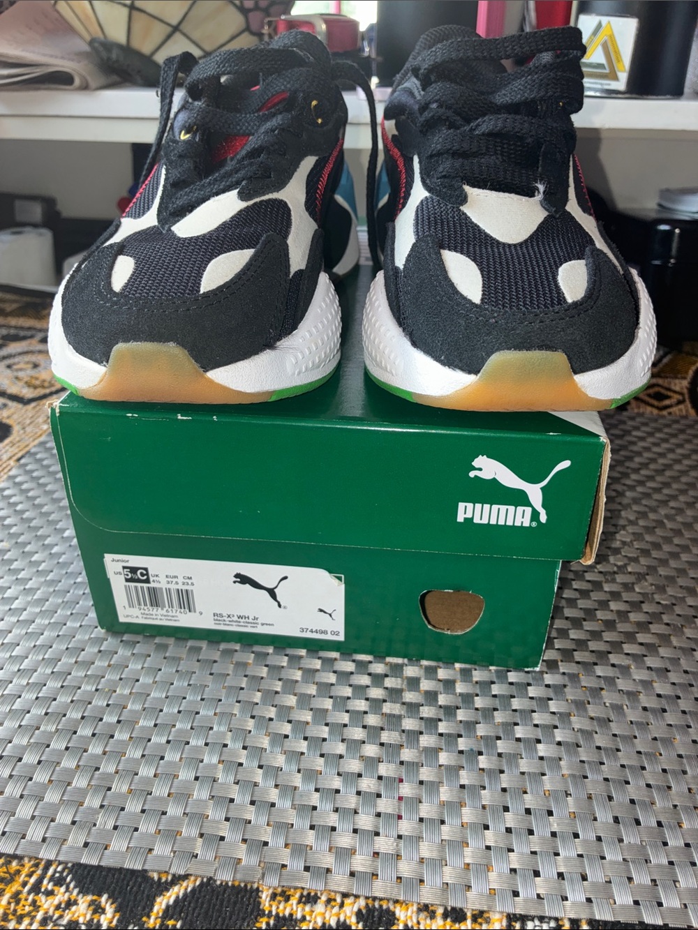 Puma Kids Black, White and Red Athletic Sneakers